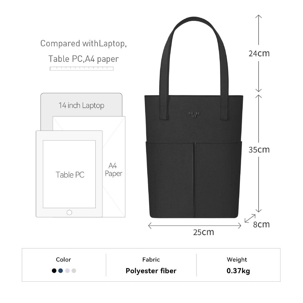 MAH Line Tote กระเป๋าโท้ท กระเป๋าสะพายไหล่ น้ำหนักเบา ผ้ากันน้ํา 14 นิ้ว (กระเป๋าสะพายข้าง คอมพิวเตอร์ จุ