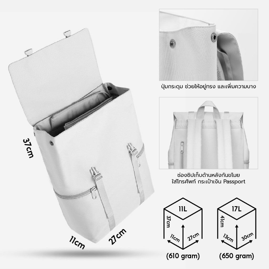 MAH Siro Backpack กระเป๋าเป้คอมพิวเตอร์ น้ำหนักเบา ผ้ากันน้ํา 14 นิ้ว 15.6 นิ้ว (กระเป๋าสะพายหลัง) สีดำ