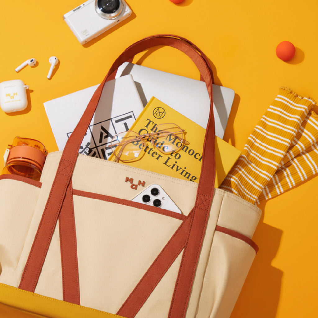 MAH Tour Tote กระเป๋าโท้ท กระเป๋าสะพายไหล่ น้ำหนักเบา ผ้ากันน้ํา 15 นิ้ว (กระเป๋าสะพายข้าง จุเยอะ)