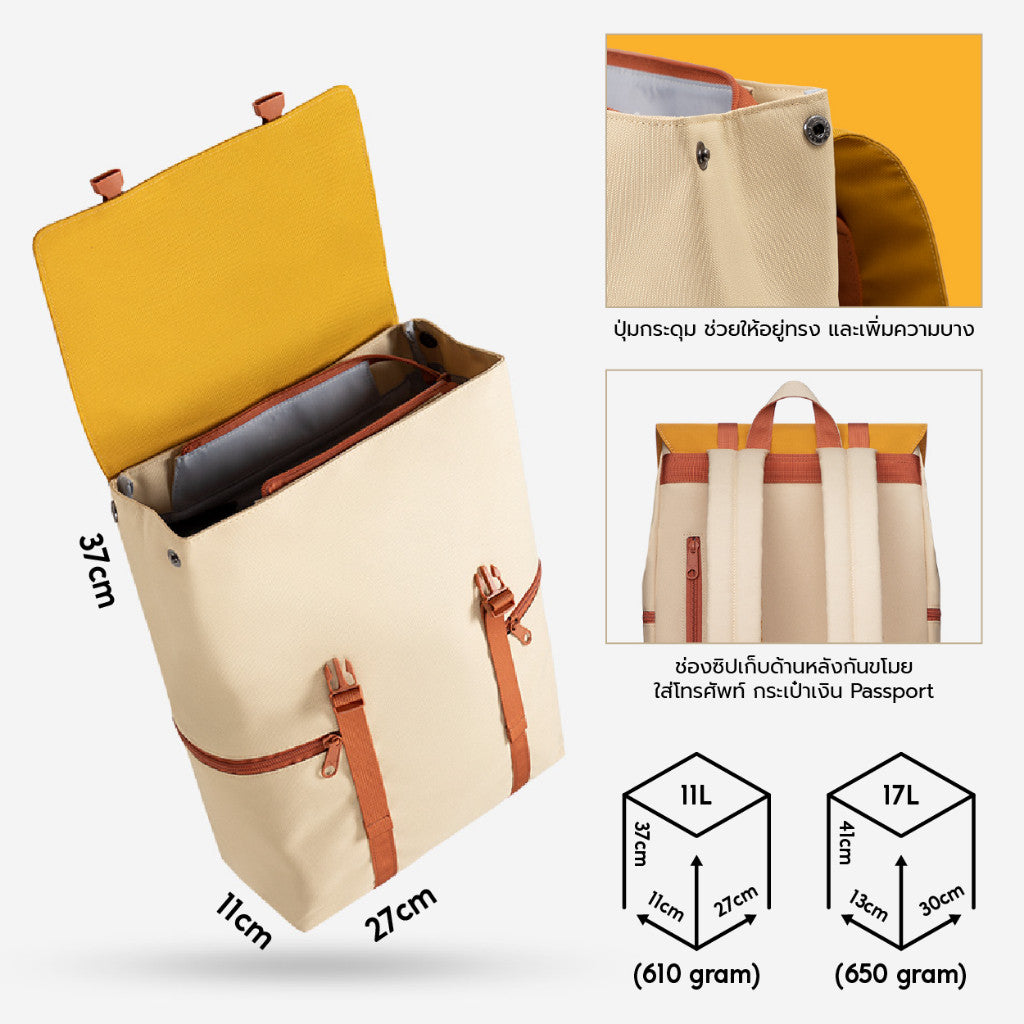 MAH Siro Backpack กระเป๋าเป้คอมพิวเตอร์ น้ำหนักเบา ผ้ากันน้ํา 14 นิ้ว 15.6 นิ้ว (กระเป๋าสะพายหลัง) สีคลาสสิก