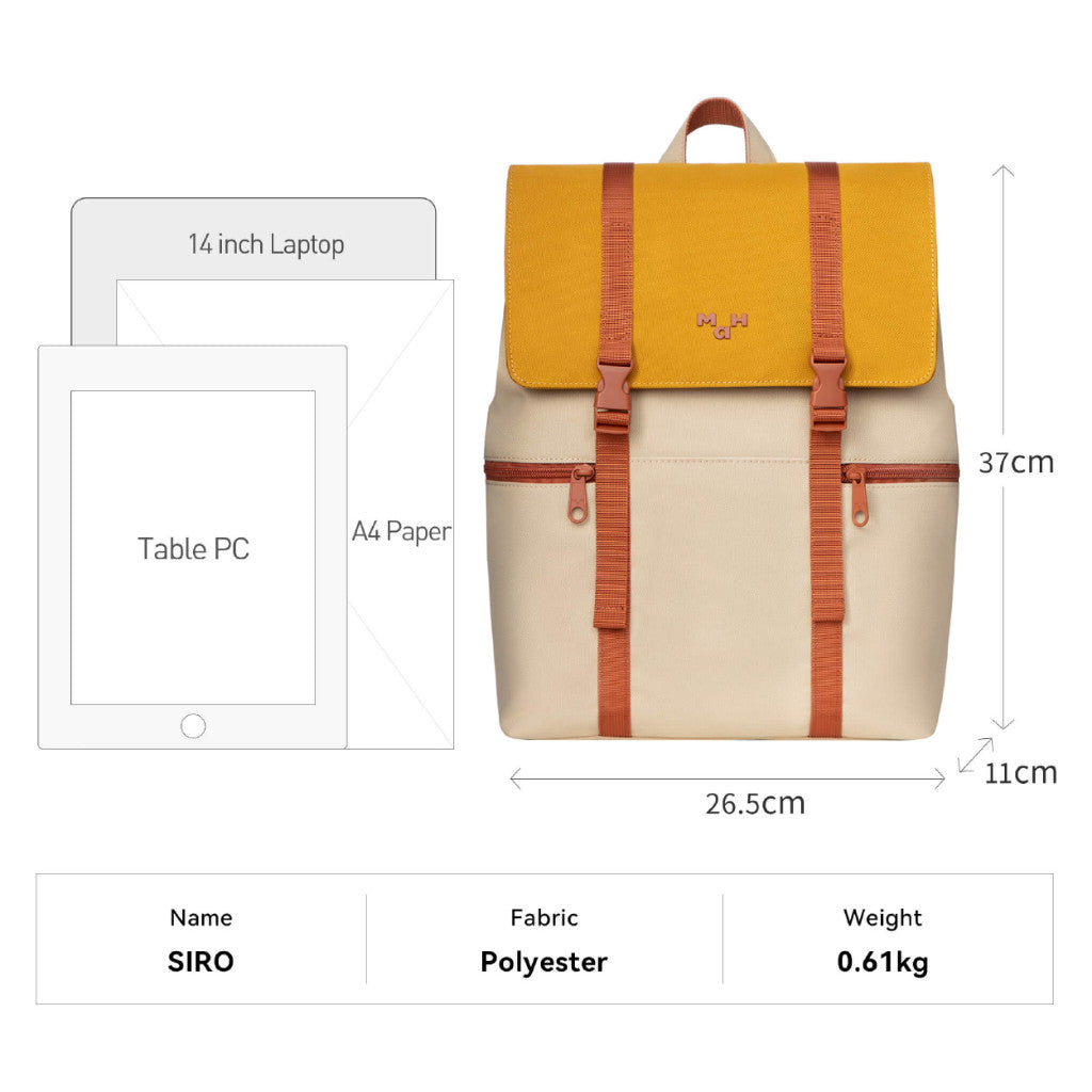 MAH Siro Backpack กระเป๋าเป้คอมพิวเตอร์ น้ำหนักเบา ผ้ากันน้ํา 14 นิ้ว 15.6 นิ้ว (กระเป๋าสะพายหลัง) สีคลาสสิก