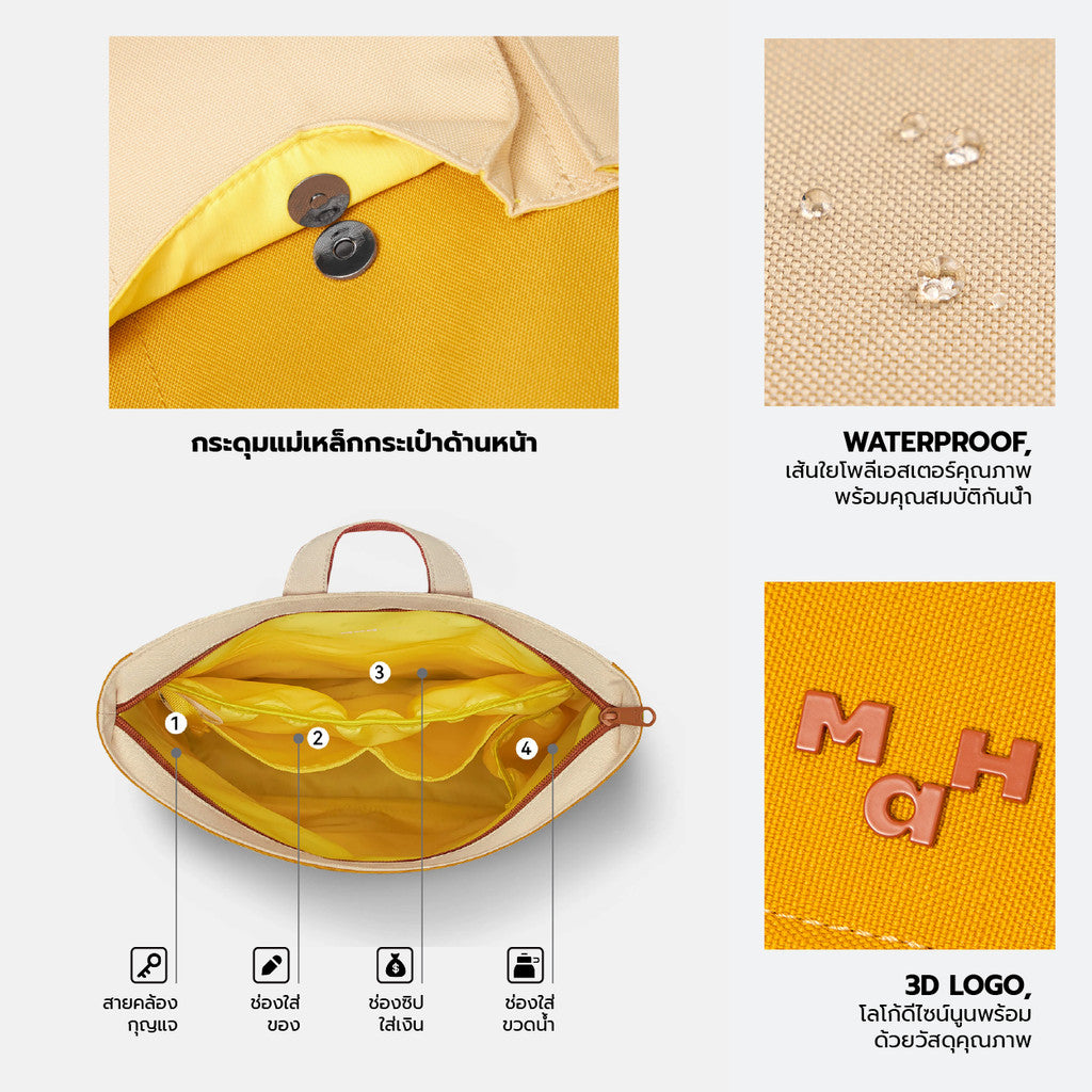 MAH Line Backpack กระเป๋าเป้คอมพิวเตอร์ น้ำหนักเบา ผ้ากันน้ํา 16 นิ้ว (กระเป๋าสะพายหลัง)
