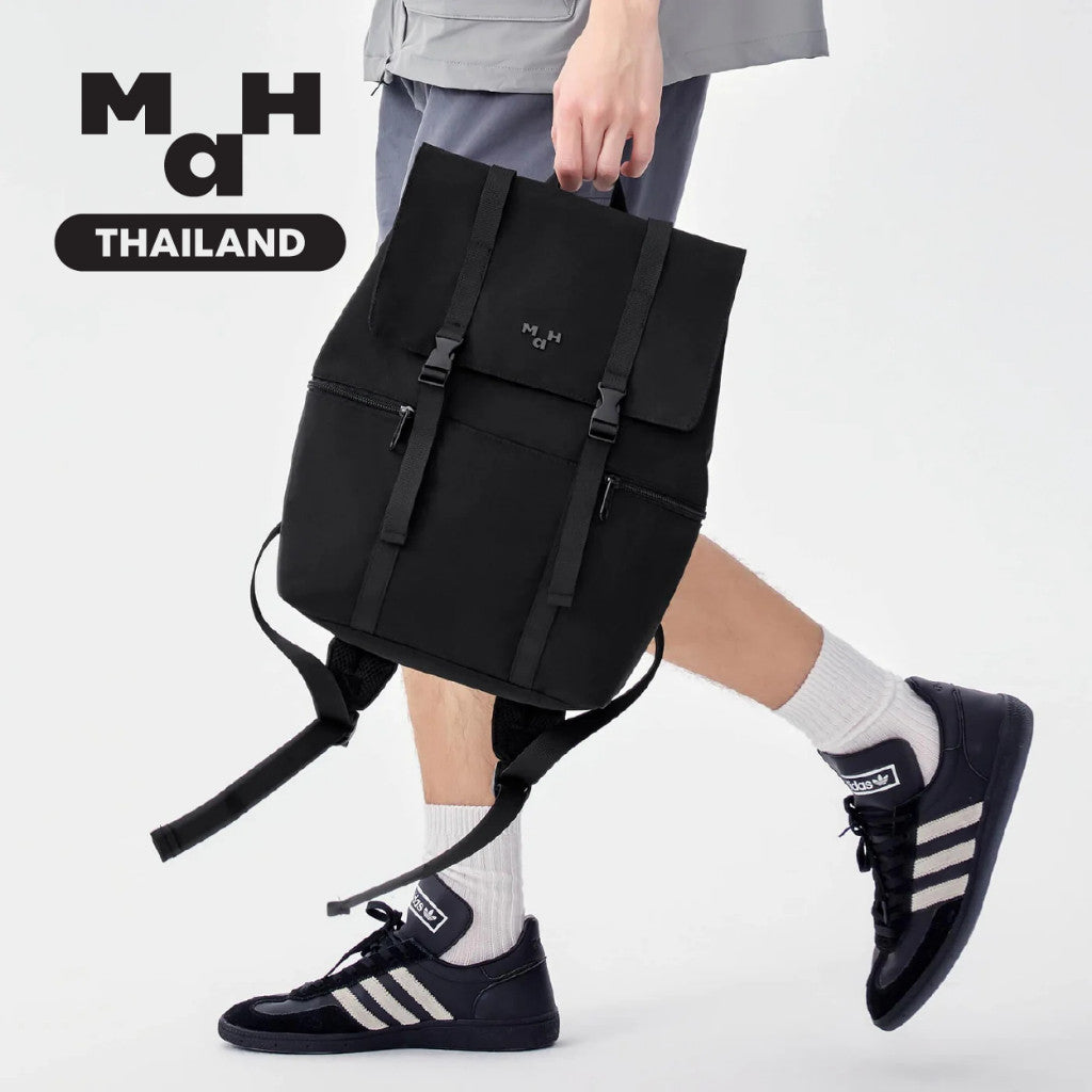MAH Siro Backpack กระเป๋าเป้คอมพิวเตอร์ น้ำหนักเบา ผ้ากันน้ํา 14 นิ้ว 15.6 นิ้ว (กระเป๋าสะพายหลัง) สีดำ