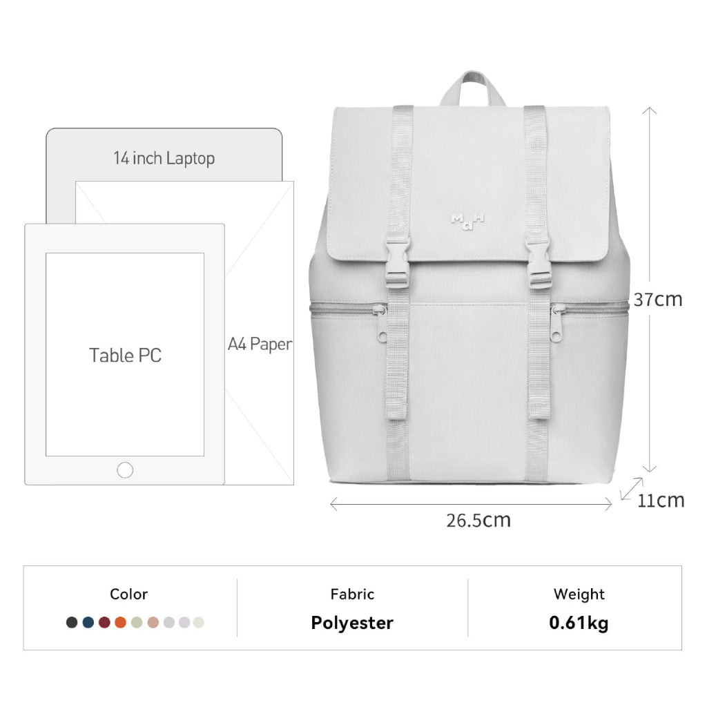 MAH Siro Backpack กระเป๋าเป้คอมพิวเตอร์ น้ำหนักเบา ผ้ากันน้ํา 14 นิ้ว 15.6 นิ้ว (กระเป๋าสะพายหลัง) สีขาว