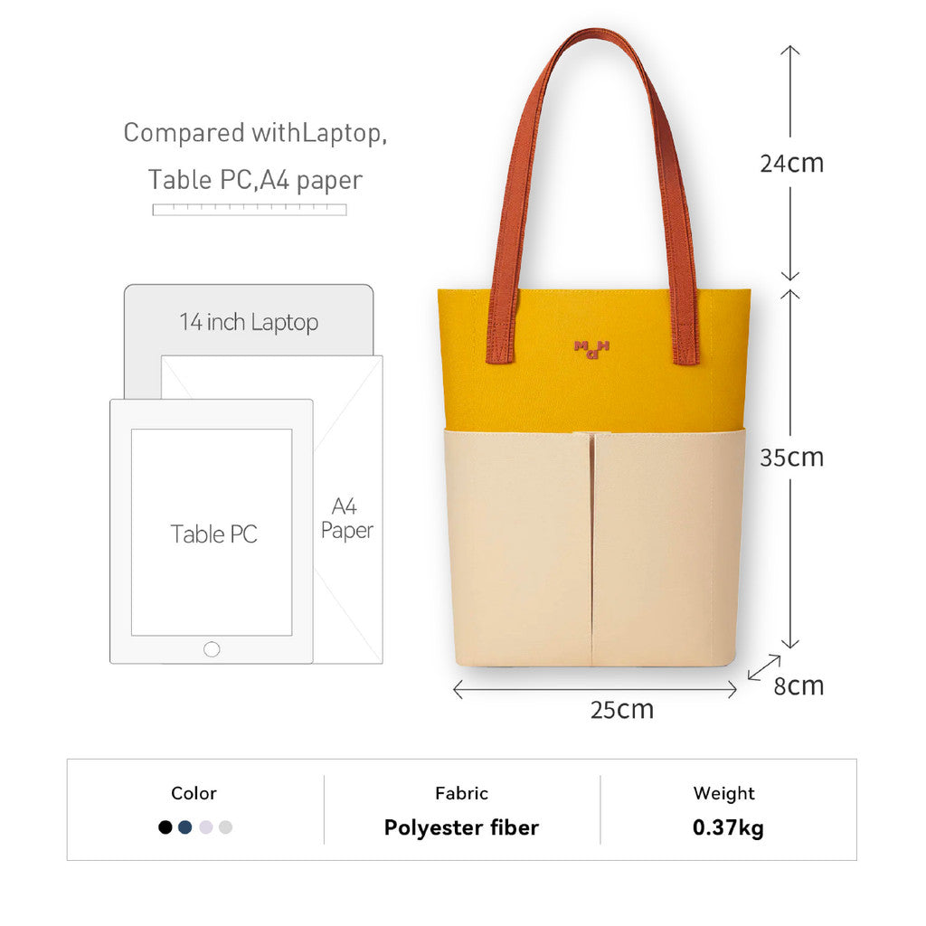 MAH Line Tote กระเป๋าโท้ท กระเป๋าสะพายไหล่ น้ำหนักเบา ผ้ากันน้ํา 14 นิ้ว (กระเป๋าสะพายข้าง คอมพิวเตอร์ จุ