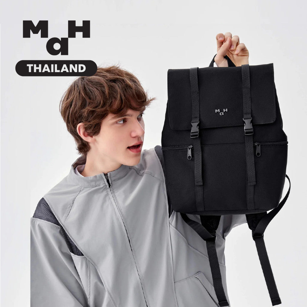 MAH Siro Backpack กระเป๋าเป้คอมพิวเตอร์ น้ำหนักเบา ผ้ากันน้ํา 14 นิ้ว 15.6 นิ้ว (กระเป๋าสะพายหลัง) สีดำ
