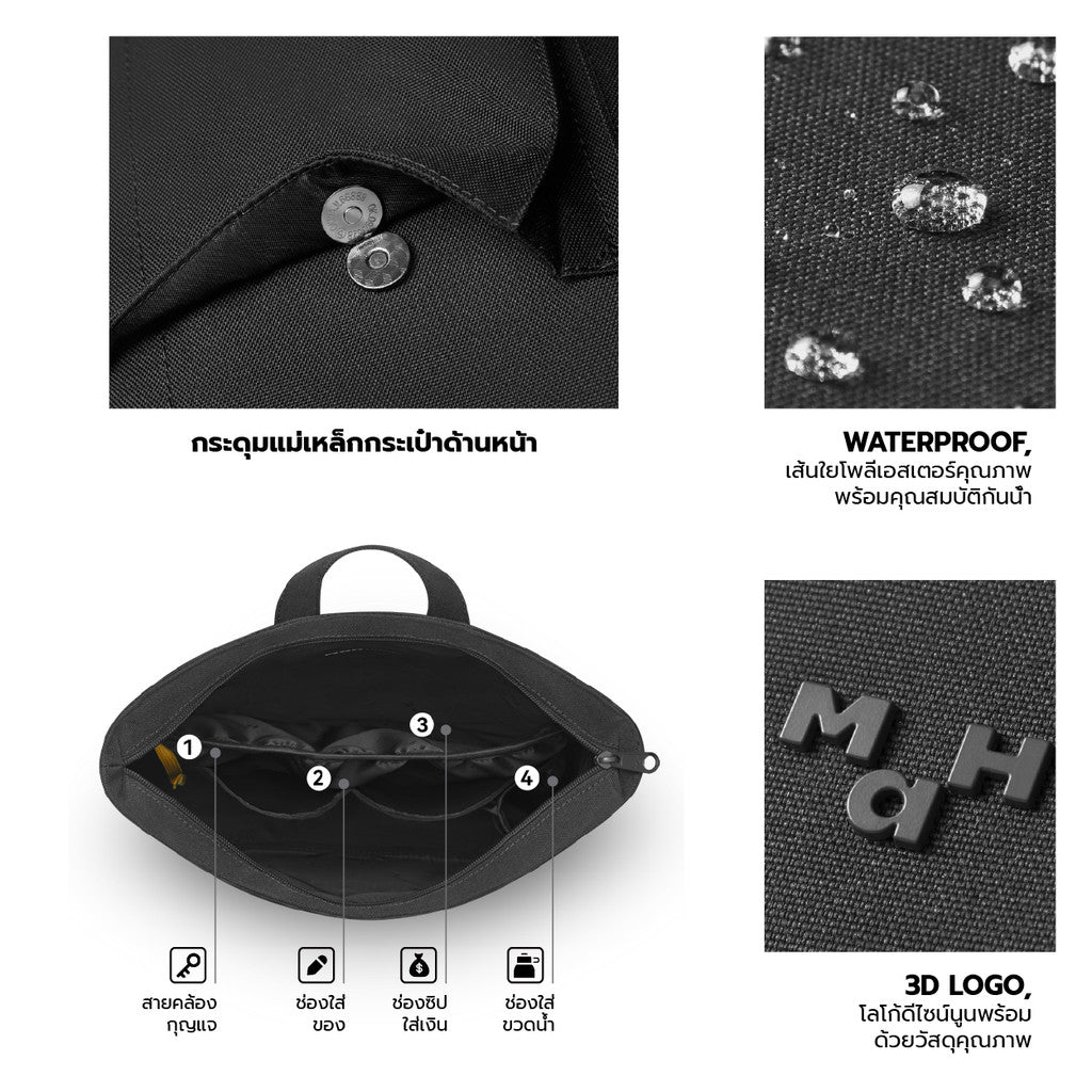 MAH Line Backpack กระเป๋าเป้คอมพิวเตอร์ น้ำหนักเบา ผ้ากันน้ํา 16 นิ้ว (กระเป๋าสะพายหลัง)