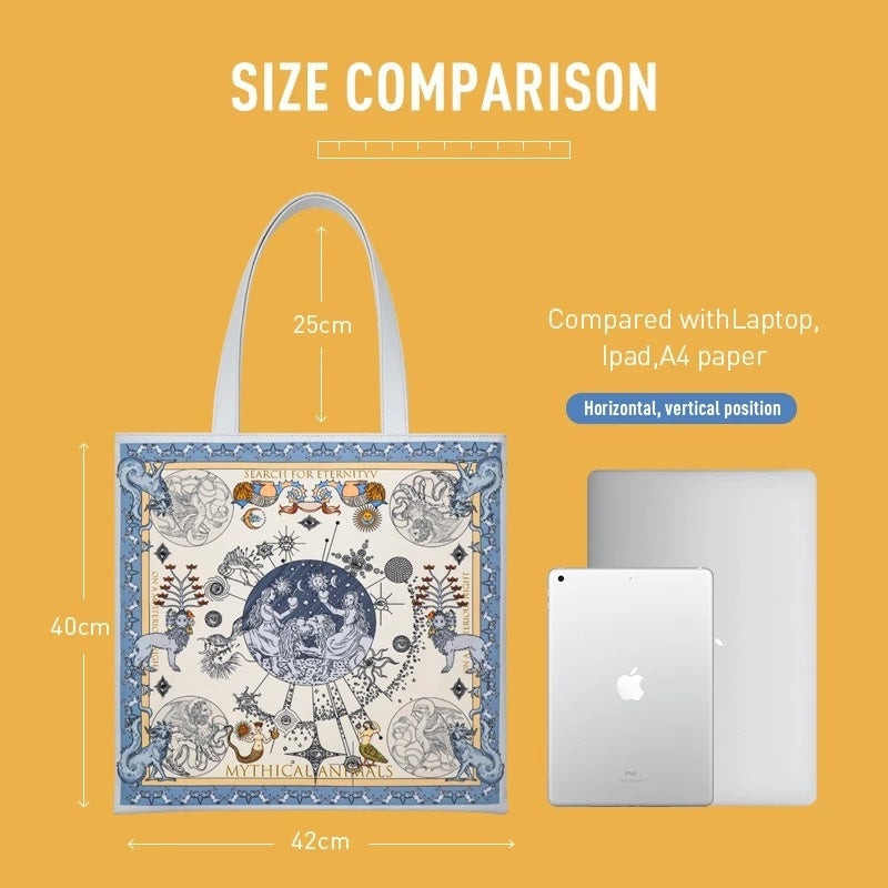 MAH Printing Tote กระเป๋าโท้ท กระเป๋าสะพายไหล่ น้ำหนักเบา ผ้ากันน้ํา 14 นิ้ว (กระเป๋าสะพายข้าง จุเยอะ ช่องเยอะ)