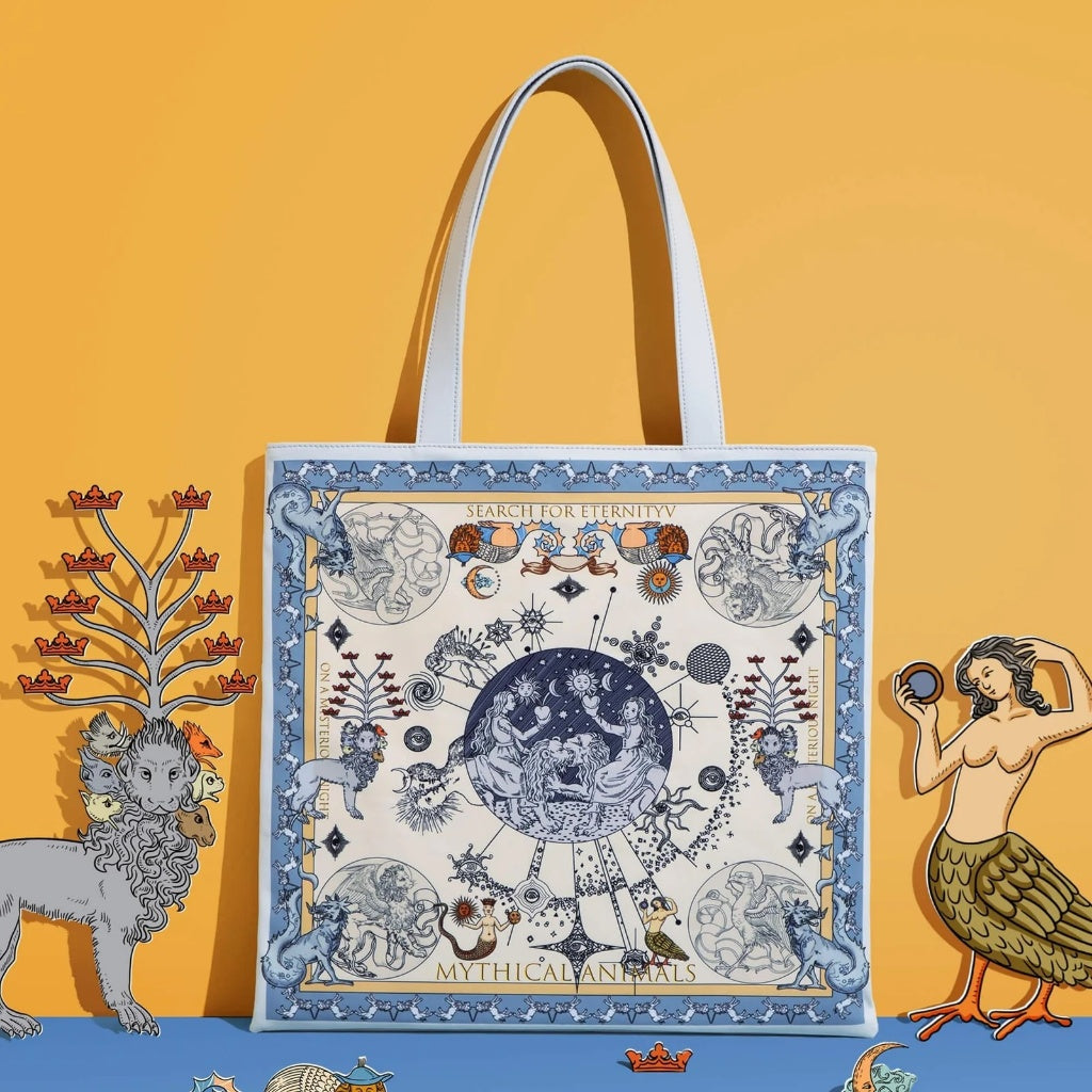 MAH Printing Tote กระเป๋าโท้ท กระเป๋าสะพายไหล่ น้ำหนักเบา ผ้ากันน้ํา 14 นิ้ว (กระเป๋าสะพายข้าง จุเยอะ ช่องเยอะ)