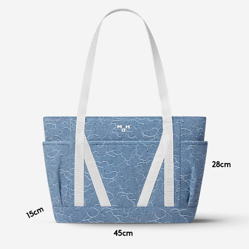 MAH Camouflage Denim Bule กระเป๋าเป้คอมพิวเตอร์ น้ำหนักเบา ผ้ากันน้ํา 15.6 นิ้ว 16 นิ้ว