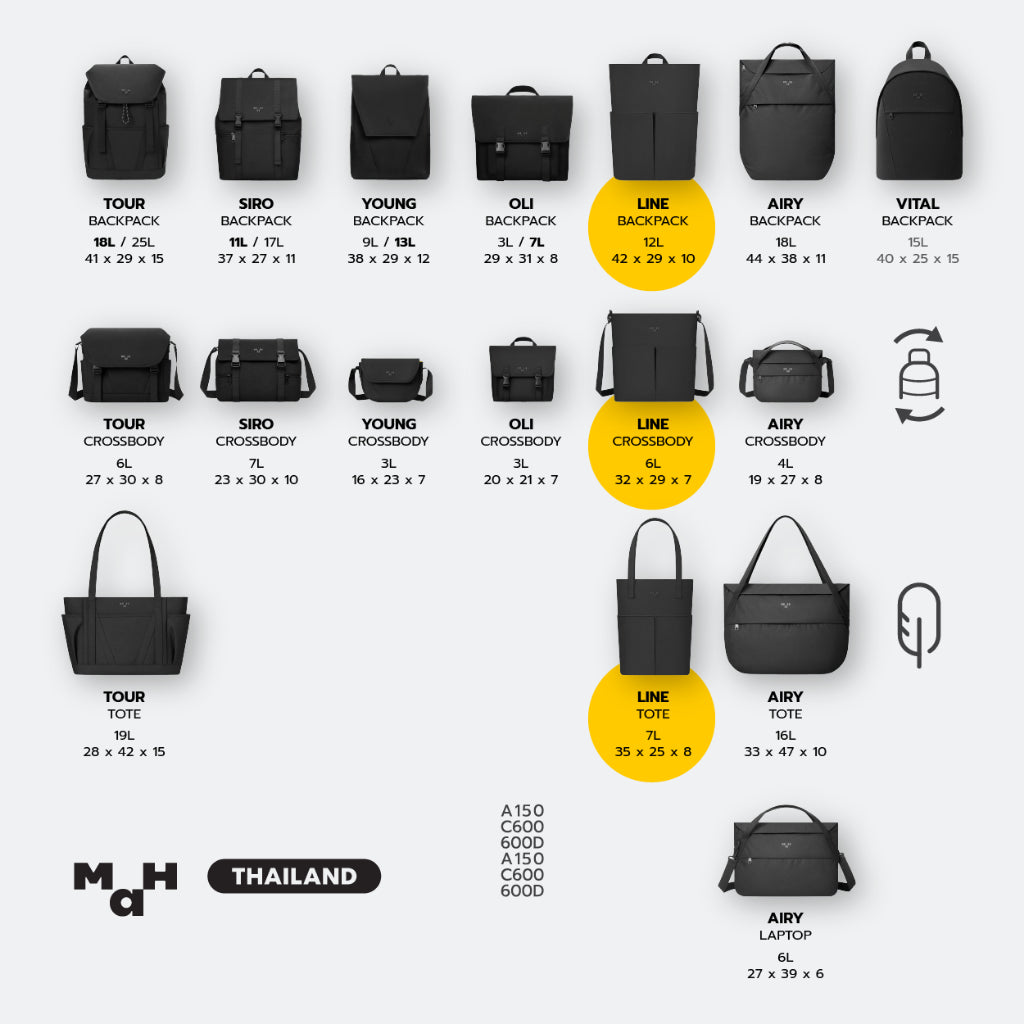 MAH Line Crossbody กระเป๋าสะพายข้าง น้ำหนักเบา ผ้ากันน้ํา 13 นิ้ว (กระเป๋าสะพายไหล่)