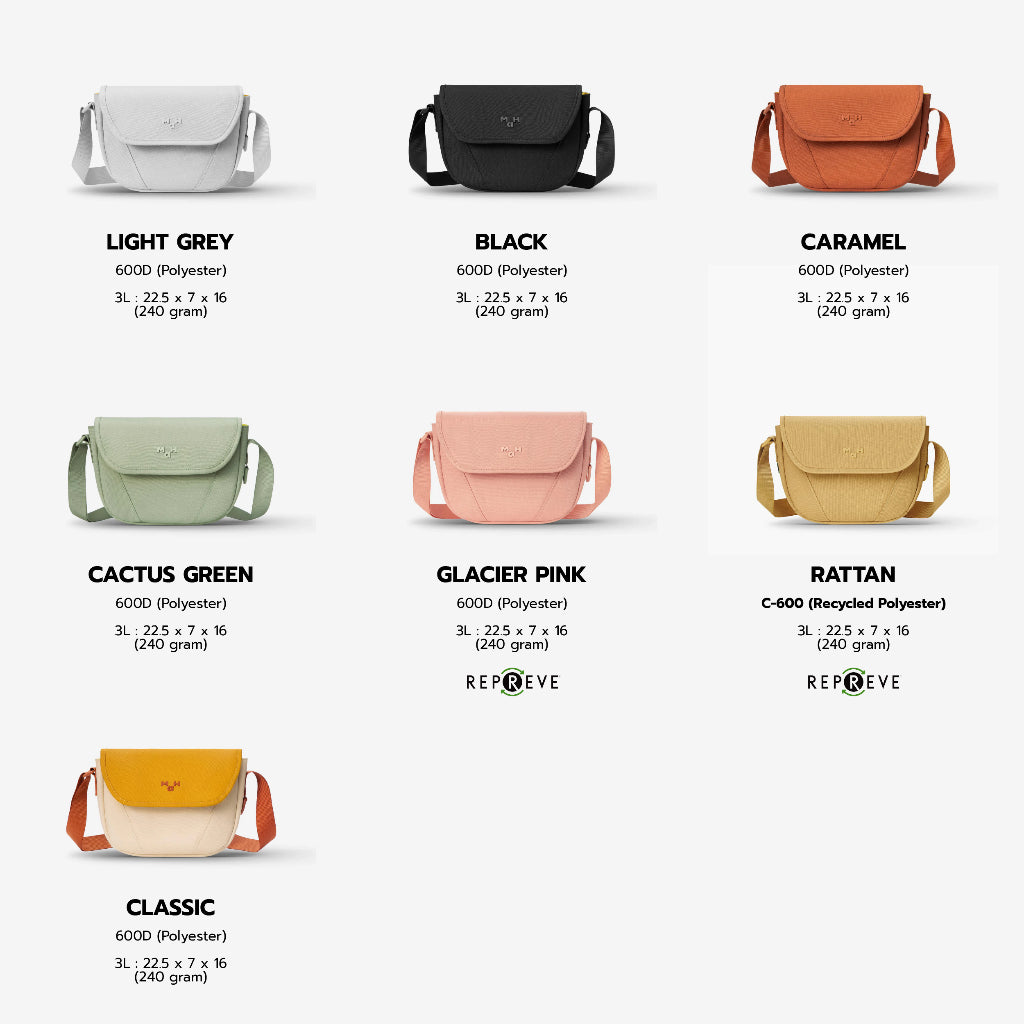 MAH Young Crossbody Shuttle กระเป๋าสะพายข้าง น้ำหนักเบา ผ้ากันน้ํา 6 นิ้ว (กระเป๋าสะพายไหล่) สีขาว