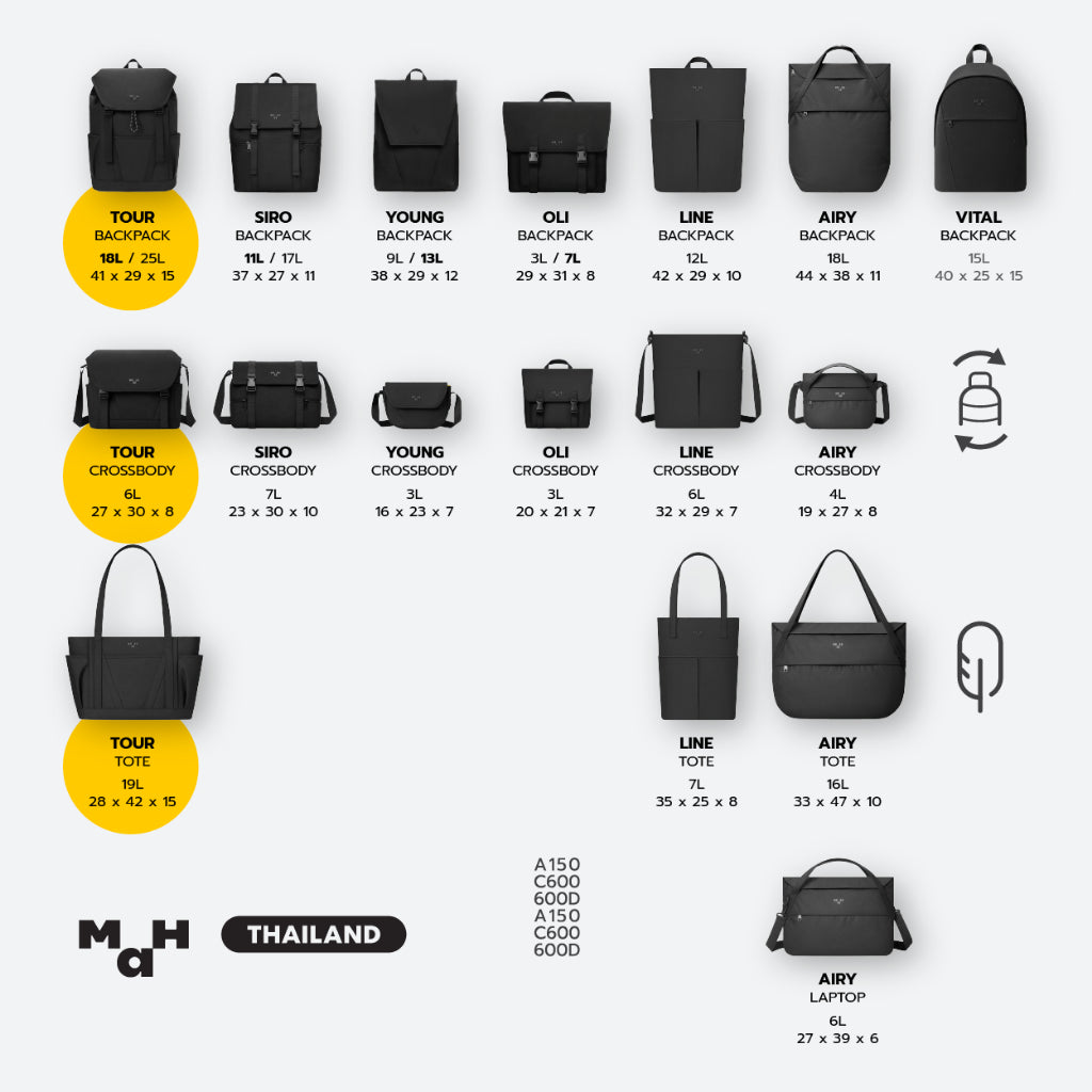 MAH Tour Crossbody กระเป๋าสะพายข้าง น้ำหนักเบา ผ้ากันน้ํา 8 นิ้ว (กระเป๋าสะพายไหล่)