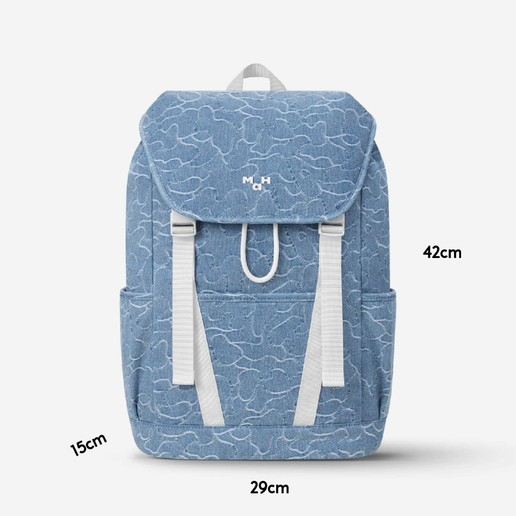 MAH Camouflage Denim Bule กระเป๋าเป้คอมพิวเตอร์ น้ำหนักเบา ผ้ากันน้ํา 15.6 นิ้ว 16 นิ้ว
