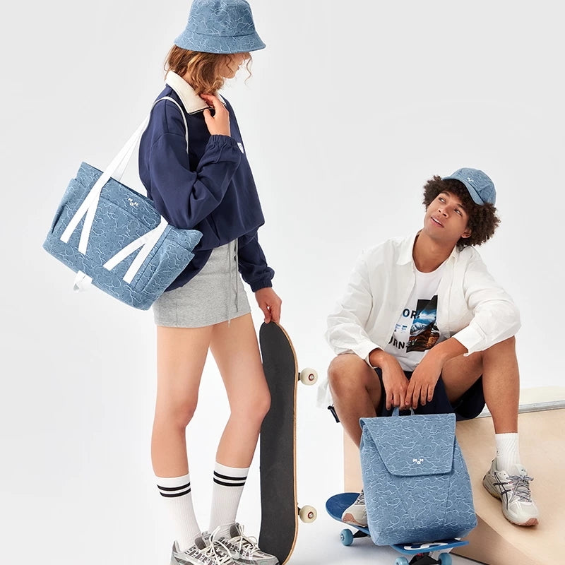 MAH Camouflage Denim Bule กระเป๋าเป้คอมพิวเตอร์ น้ำหนักเบา ผ้ากันน้ํา 15.6 นิ้ว 16 นิ้ว