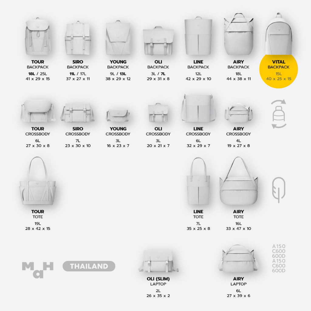 MAH Vital Backpack กระเป๋าเป้สะพายหลัง ขนาดเล็ก น้ำหนักเบา ผ้ากันน้ํา 13 นิ้ว (กระเป๋าเป้ กระเป๋านักเรียน) สีขาว